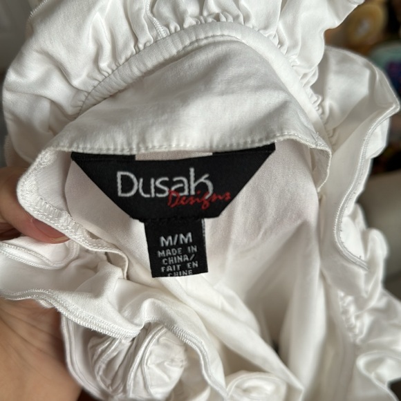 White and black designer ruffled blouse - Picture 4 of 4